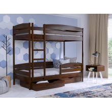 Двухъярусная кровать 80х190 Без ящиков и бортика Estella Дуэт Плюс Орех Темный (Массив-101) Л2.5