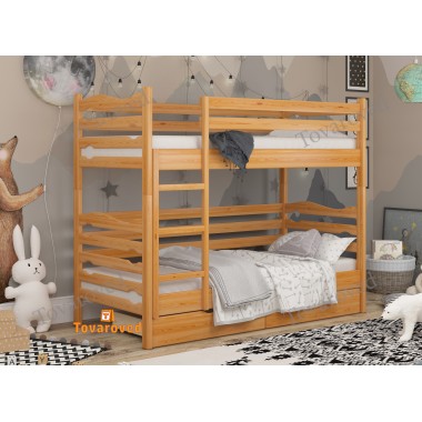 Двухъярусная кровать с Ящиками 90х190 Wellmebely Эрика Трансформер сосна Ольха Л6