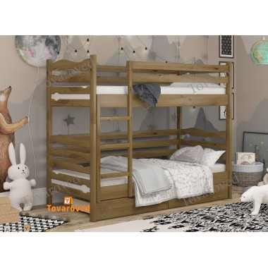 Двухъярусная кровать с Ящиками 80х200 Wellmebely Эрика Трансформер сосна Орех Светлый Л6