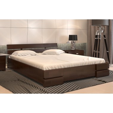 Кровать двуспальная 140x190 Дали Arbor Drev дерево бук Орех Темный